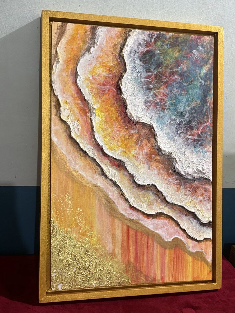 Beach wave 3d artwork painting gold (Category: Art & Prints) located in San Jose del Monte. Submitted by agoraartmarket (Listing ID 1460867185, Image 3). Description: 38 by 58cm.