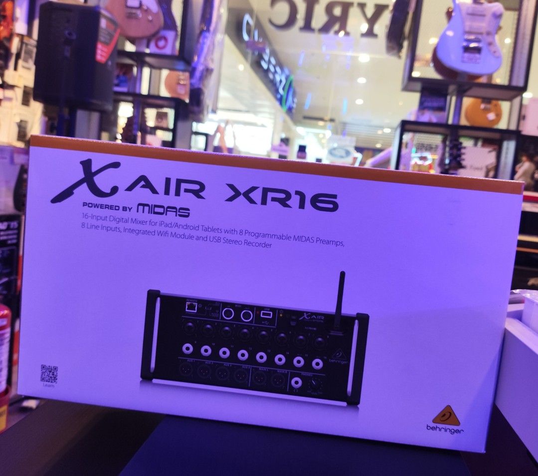 Behringer X AIR XR16 Digital Mixer (Category: Other Audio Equipment) located in Caloocan City. Submitted by jejifer0727 (Listing ID 1460815801, Image 1). Description: - Behringer X AIR XR16 Digital Mixer - Powered by MIDAS technology - Control with iPad/Android tablets - 8 programmable MIDAS preamps - 8 line inputs - Integrated WiFi module - USB stereo recorder included.