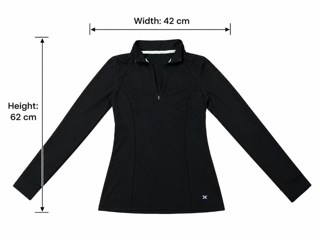 Black Long Sleeve Zip#41 (Category: Longsleeves) located in Caloocan City. Submitted by outfitloop (Listing ID 1460762983, Image 3). Description: - Zip neck detail - Ideal for workouts - Comfortable and breathable fabric - Features a small logo on the side IMPORTANT: • 1st photo is an AI styling/model preview for reference on how the item may look when worn. • Please refer to the actual photos for the item’s true appearance and condition. • Color