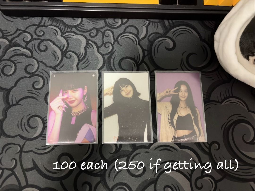 BLACKPINK LISA, JISOO OFFICIAL PHOTOCARDS (Category: K-Wave Merchandise) located in Infanta. Submitted by shixunairy (Listing ID 1460904822, Image 1). Description: - Price: 100 each (250 if getting all) - BLACKPINK Lisa and Jisoo photocards - From How You Like That, The Album - Onhand - RFS: Downsizing and will prio the ones I'm collecting.