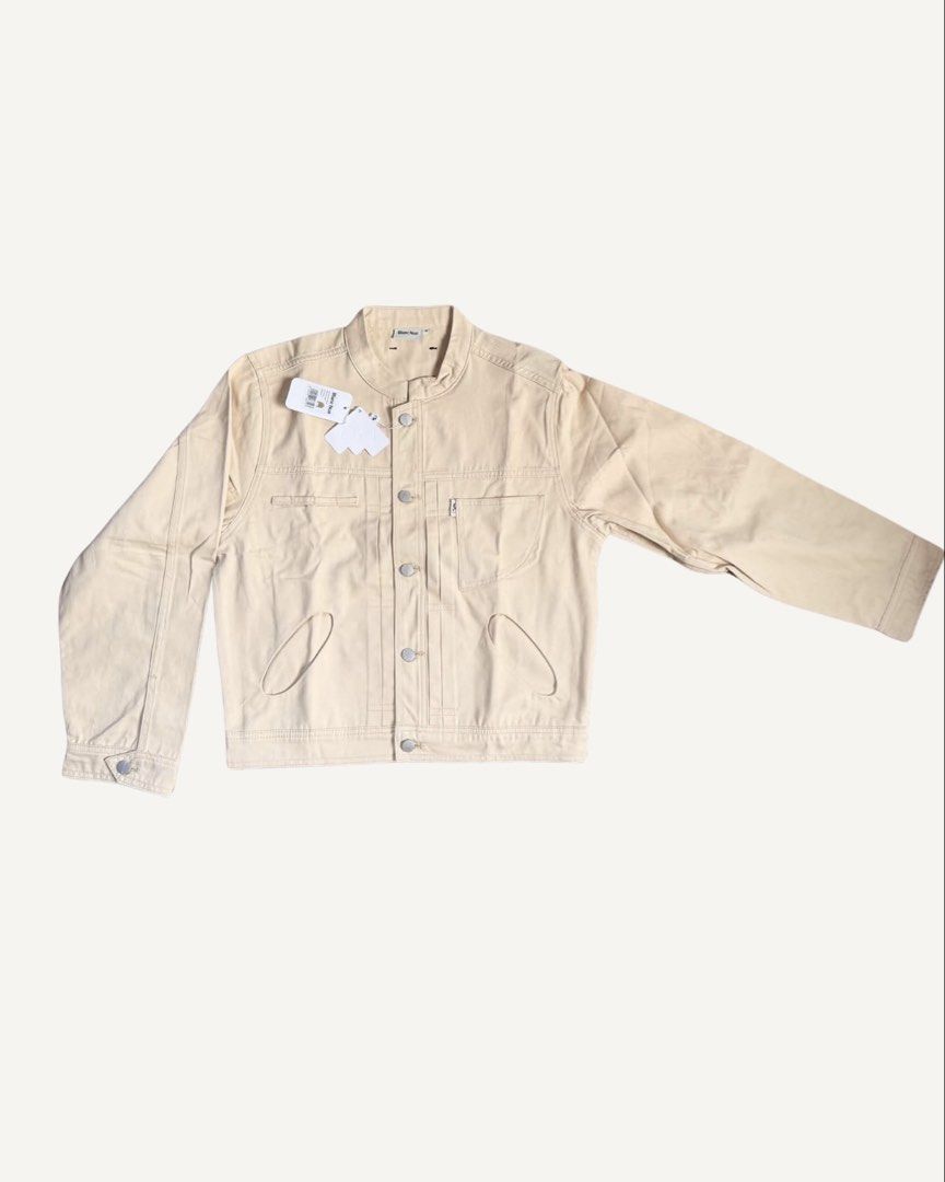 Blanc Nue Jacket (Category: Coats, Jackets and Outerwear) located in Pasig City. Submitted by revibed (Listing ID 1460727532, Image 2). Description: Blanc Nue Workwear Jacket in Khaki (blue) Size medium (see last photo for sizing) bought for ₱2,399 .