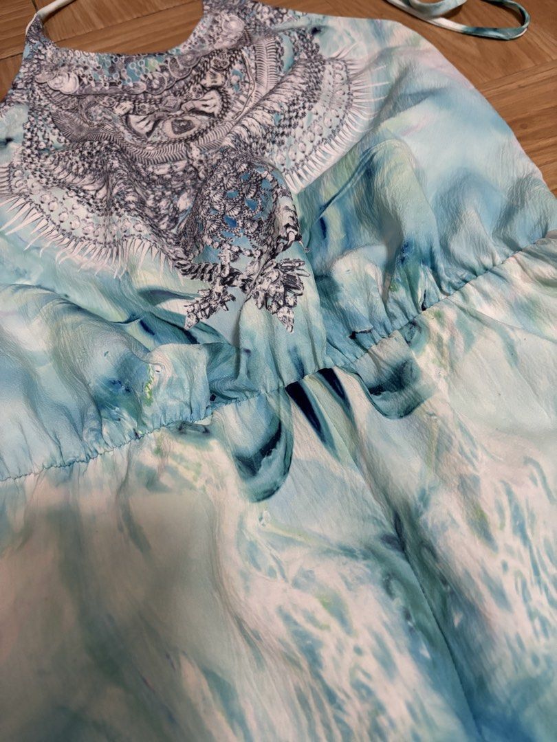 Blue & White Abstract Print Halter Neck Romper (Category: Rompers) located in Rizal. Submitted by jmcraftingphhandicrafts (Listing ID 1460878367, Image 2). Description: - Lightweight romper - Halter neck with tie-up straps - Beautiful abstract print (blue & white) - Elasticated waist for comfort - Ideal for beach days or casual outings - Easy to wear and stylish.