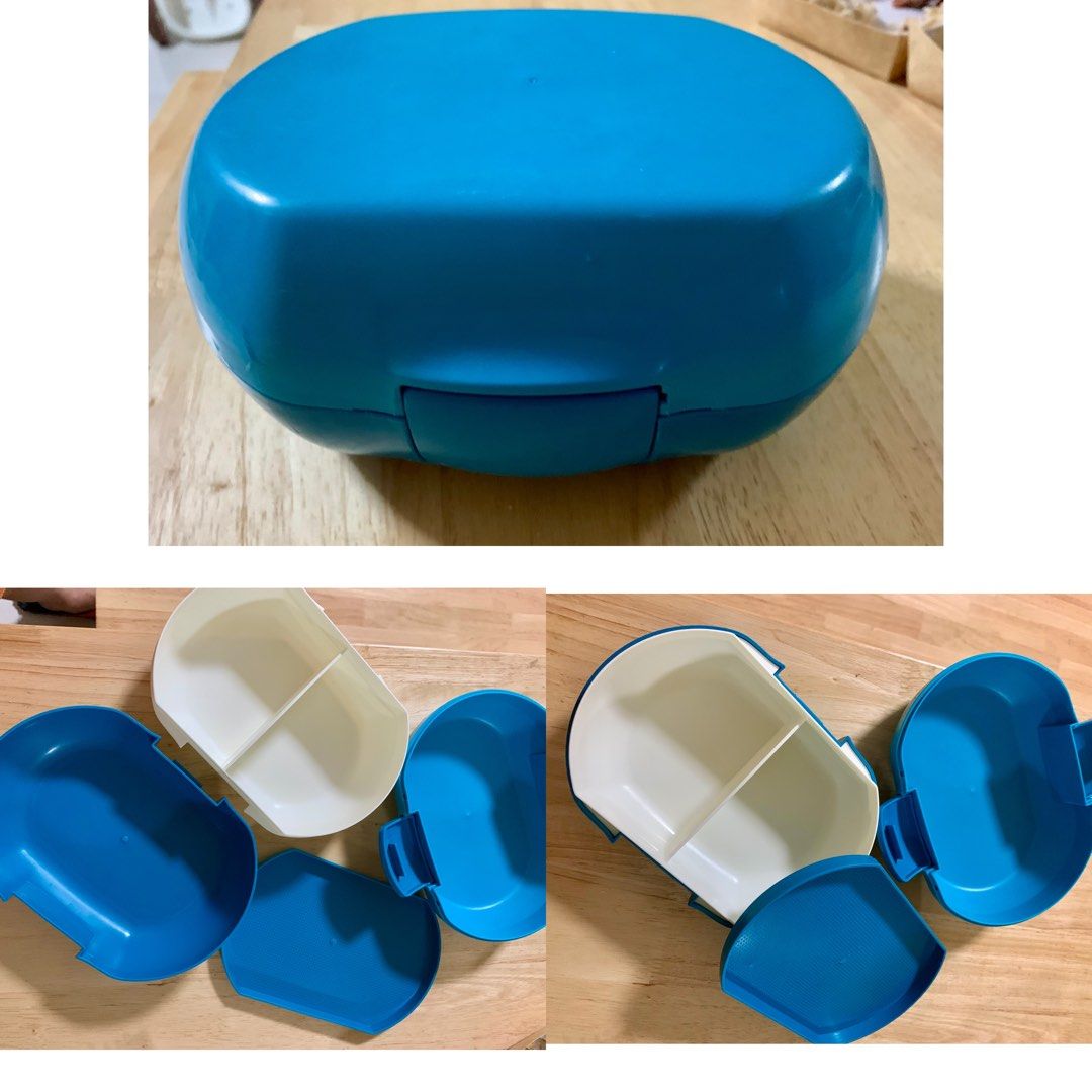 Blue and White Bento Lunch Box with Compartments (Category: Food Organization & Storage) located in Cavite. Submitted by rwyanewade39874 (Listing ID 1460719698, Image 1). Description: - Blue bento lunch box - White inner tray with two compartments - Separate blue lid included - Ideal for packing meals for school or work - Easy to clean and store.
