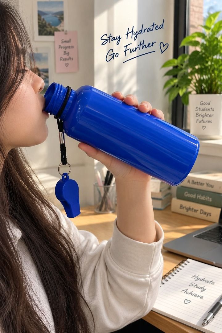 Blue Water Bottle with Whistle & Carry Strap (Category: Water Bottles & Tumblers) located in Taguig. Submitted by rosesofpositivity123 (Listing ID 1460867653, Image 2). Description: Blue reusable water bottle with a built-in whistle cap and convenient carry strap. ✨ Blue color ✨ Built-in whistle ✨ Screw-on cap ✨ Carry strap with clip ✨ Great for school, travel, hiking, outdoor activities, or everyday use.