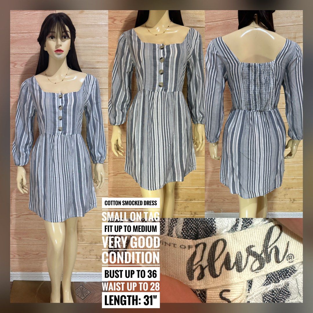 bnew and preloved mini midi dress (Category: Dresses) located in Manila. Submitted by annepalanioalfaro (Listing ID 1460872518, Image 3). Description: condition and sizes attached at the photo description, pls read.