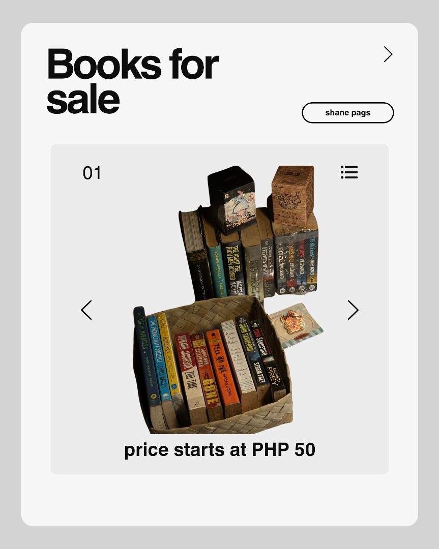 Books for Sale - starts at php 50 (Category: Storybooks) located in Caloocan City. Submitted by __pagss (Listing ID 1460786996, Image 1). Description: 📚 books for saleee ✨ 💸 prices start at ₱50 open for take all / tingi Mine + Price some titles up for grabs: • James Dashner — The Maze Runner Series • Ransom Riggs — The Desolations of Devil’s Acre • Veronica Roth — Insurgent • Harlan Coben • John Sandford • Stephen White • Malcolm McKay • + more