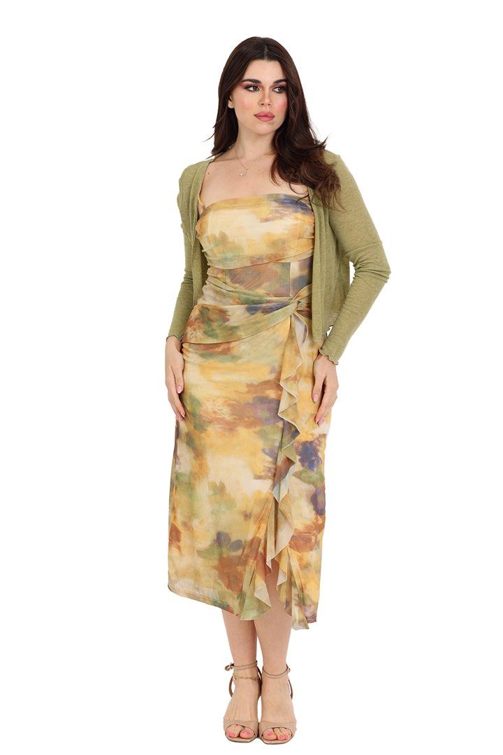 Brown Ruffled Midi Dress (Category: Dresses) located in Manila. Submitted by dejunk.mnl (Listing ID 1460893391, Image 1). Description: .