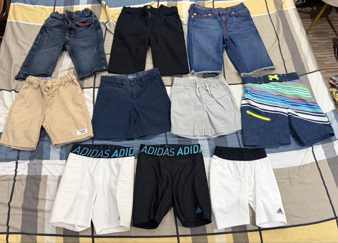 BUNDLE Kids Shorts CODE 11 (Category: Babies & Kids Fashion) located in Rizal. Submitted by caintarizal2024 (Listing ID 1460756425, Image 1). Description: BUNDLE 10 pcs shorts ALL OG 3 pcs Adidas small garterize 20 inches to 24 inches OSHKOSH 4T Gap 2 years RL 3/3T Wonder nation 4-5 Place 10 True Religion Mexico 8 Wrangler 10 Already packed na po siya and ready to ship. Hindi ko na rin po siya mapipicturan ulit kasi naka-pack na po. Thank you for