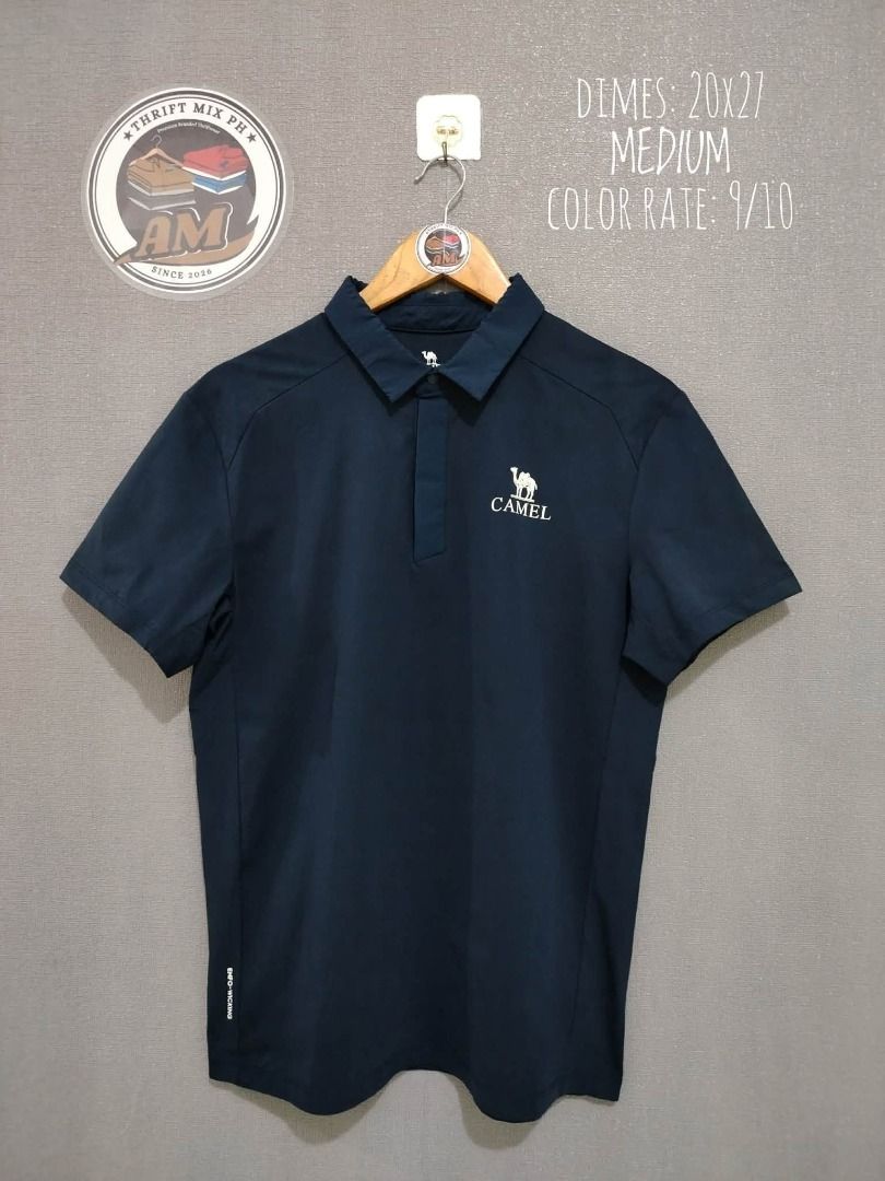 Camel Polo Shirt (Category: Tshirts & Polo Shirts ) located in Dasmarinas. Submitted by amthriftmixph.2001 (Listing ID 1460724373, Image 1). Description: BRAND: Camel SIZE: Medium DIMES: 20" Width x 27" Length CONDITION: 9/10 COLOR RATE: 9/10 TAGS: With Brand Tags ISSUE: None.