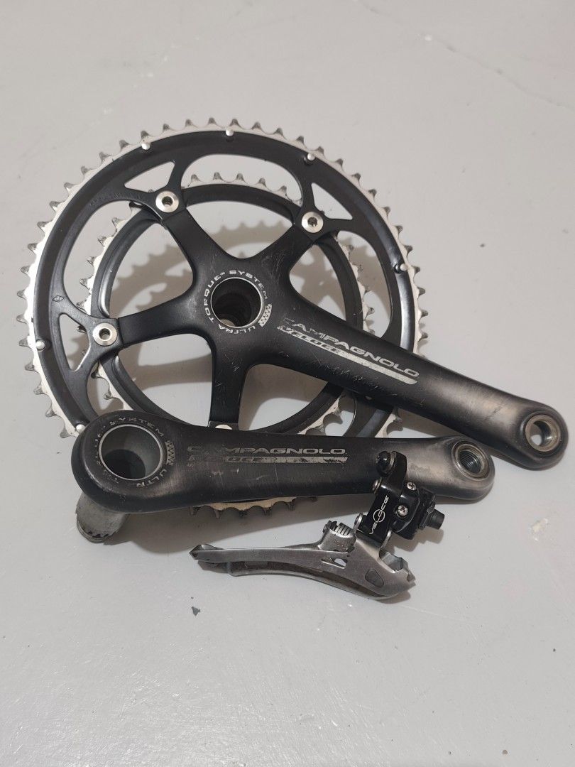Campagnolo Veloce Crank and FD (Category: Bicycles) located in Las Pinas. Submitted by asereje20 (Listing ID 1460733476, Image 1). Description: I sell my crankset and FD (set only) Used Campagnolo Crankset and Veloce FD 172.5mm Arm length Campagnolo Veloce 53-39t ₱3,800 only I sell for bundle only Location: Bacoor Area I can arranged meet up or pickup by lalamove..
