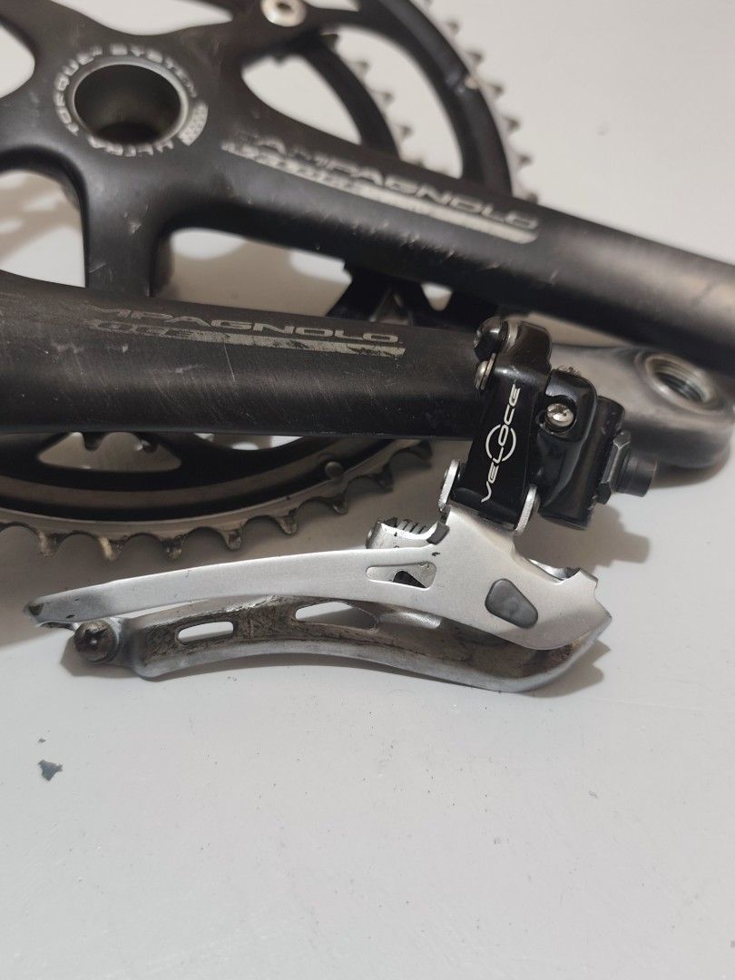 Campagnolo Veloce Crank and FD (Category: Bicycles) located in Las Pinas. Submitted by asereje20 (Listing ID 1460733476, Image 3). Description: I sell my crankset and FD (set only) Used Campagnolo Crankset and Veloce FD 172.5mm Arm length Campagnolo Veloce 53-39t ₱3,800 only I sell for bundle only Location: Bacoor Area I can arranged meet up or pickup by lalamove..