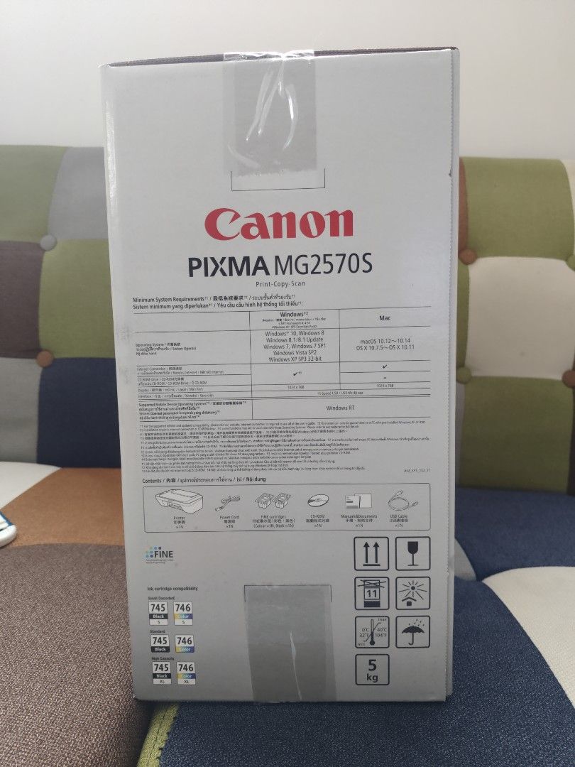 Canon PIXMA MG2570S Print-Copy-Scan Printer (Category: Printers, Scanners & Copiers) located in Rizal. Submitted by anyadrea (Listing ID 1460745588, Image 2). Description: - Brand New & Sealed Canon PIXMA MG2570S - All-in-One Functionality: Print, Copy, Scan - Hybrid Ink System for quality prints - Auto Power On feature - Includes PG-745 (Black) and CL-746 (Color) ink cartridges - Made in Vietnam.