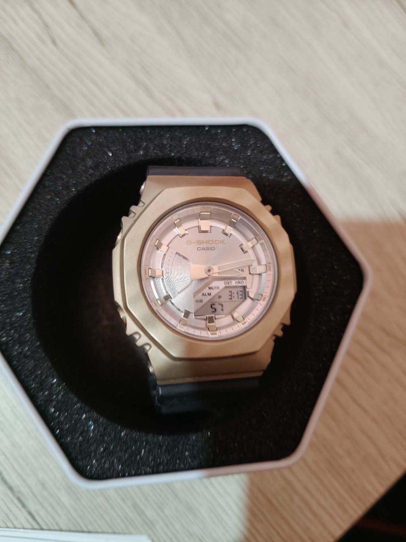 Casio G-Shock GM-S2100BC-1A Watch (Category: Men's Watches) located in Caloocan City. Submitted by gentlestorm_781bee (Listing ID 1460856162, Image 1). Description: - Casio G-Shock GM-S2100BC-1A - Rose gold bezel with black strap - Purchased January 7, 2023 - Includes original box and receipt.