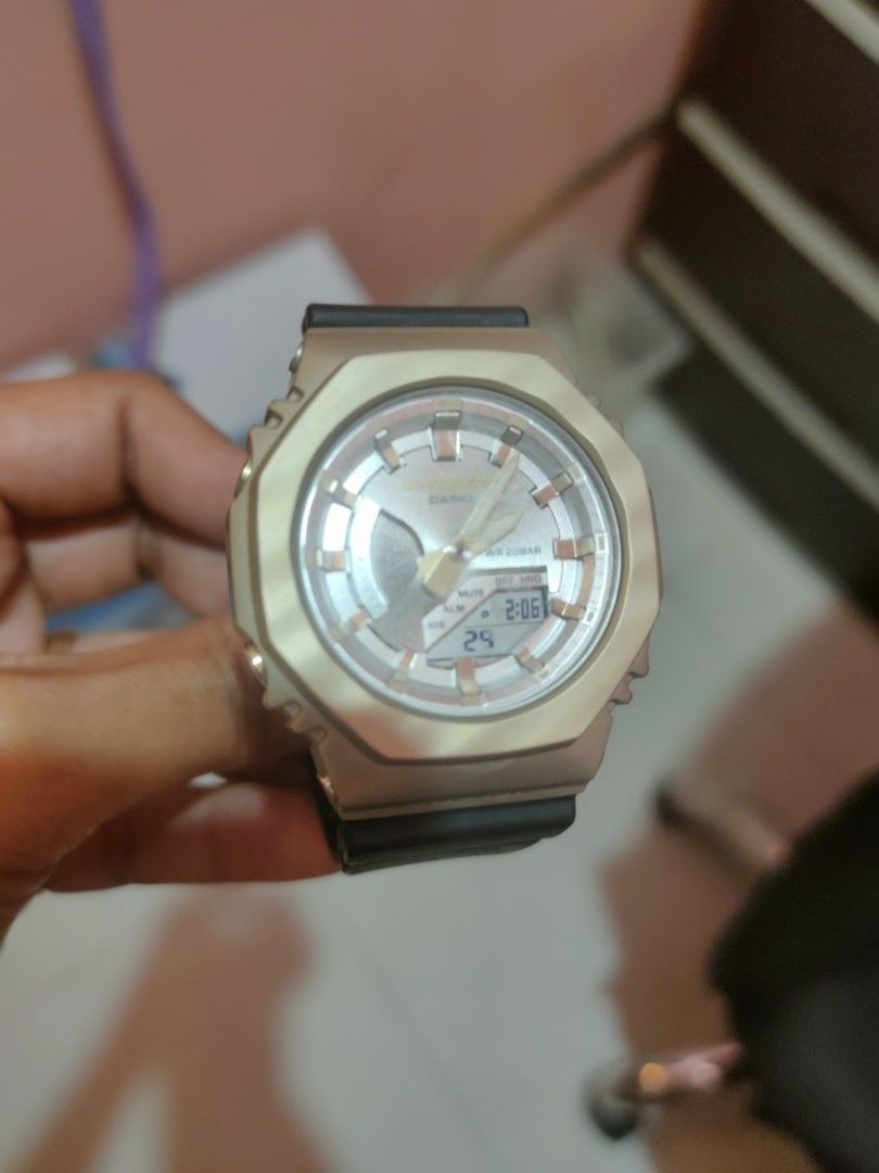 Casio G-Shock GM-S2100BC-1A Watch (Category: Men's Watches) located in Caloocan City. Submitted by gentlestorm_781bee (Listing ID 1460856162, Image 2). Description: - Casio G-Shock GM-S2100BC-1A - Rose gold bezel with black strap - Purchased January 7, 2023 - Includes original box and receipt.