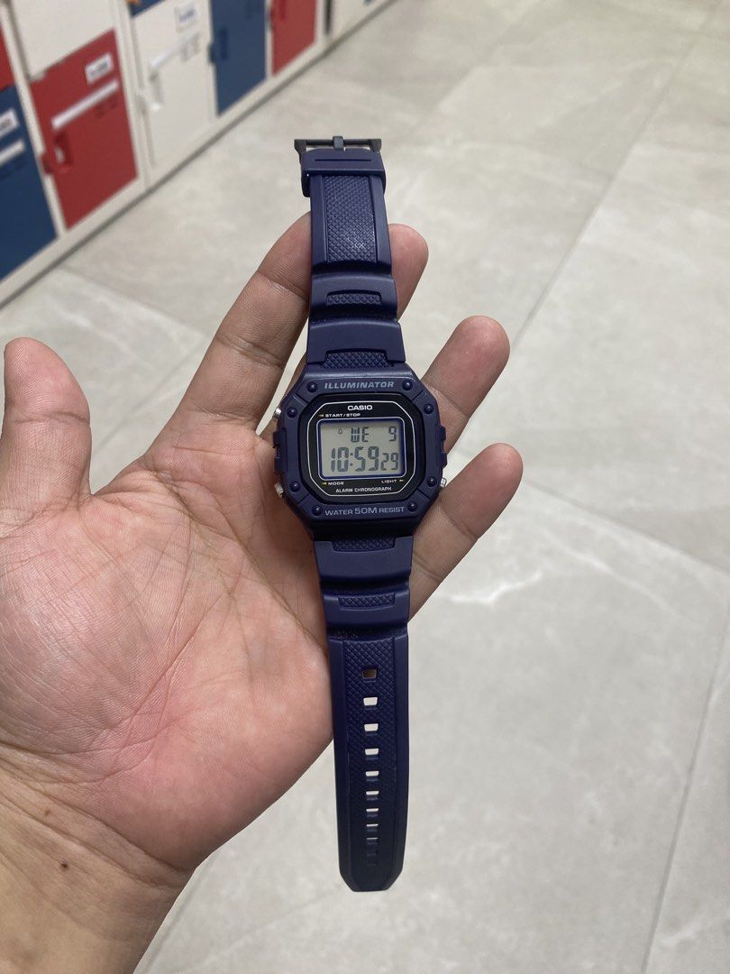 Casio W-218H Digital Watch NAVY BLUE (Category: Men's Watches) located in Pasig City. Submitted by marcrafael (Listing ID 1460720893, Image 1). Description: Selling original Casio W-218H watches in good condition. Great for daily wear, active lifestyle, or retro square watch look! ⚠️ CONDITION: Unit only (naitapon na ang box, pero 100% authentic at maayos gamitin) AVAILABLE VARIANTS: Navy Blue (Classic Positive Display - clear & easy to read) FEA