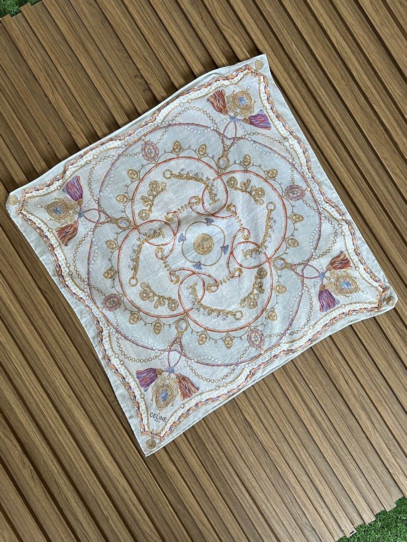 CELINE - LIGHT COLOR ALL OVER PRINT DESIGN HANDKERCHIEF (Category: Scarves) located in Bacolod City. Submitted by timelessbyjosh (Listing ID 1460894337, Image 3). Description: SIZE : ACTUAL COLOR : MULTI COLOR COLOR RATE : 10 OUT OF 10 CONDITION : EXCELLENT MATERIAL : MADE IN : FLAWS : NONE DIMENSIONS LENGTH - WIDTH - MEASUREMENT TAKEN WHILE LAYING FLAT..