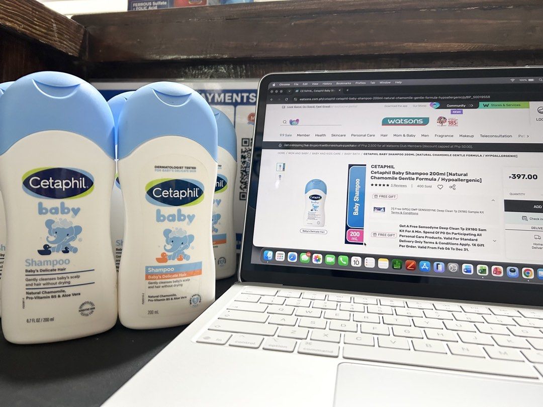 Cetaphil Baby Shampoo 200ml (Category: Baby Toiletries & Grooming) located in Caloocan City. Submitted by roxyjury (Listing ID 1460740326, Image 2). Description: Cetaphil Baby Shampoo is a tear-free, hypoallergenic formula designed to gently cleanse a baby's delicate hair and scalp without drying. [1] (https://www.watsons.com.ph/cetaphil-cetaphil-baby-shampoo-200ml-natural-chamomile-gentle-formula-hypoallergenic/p/BP_50019558), [2] (https://www.g