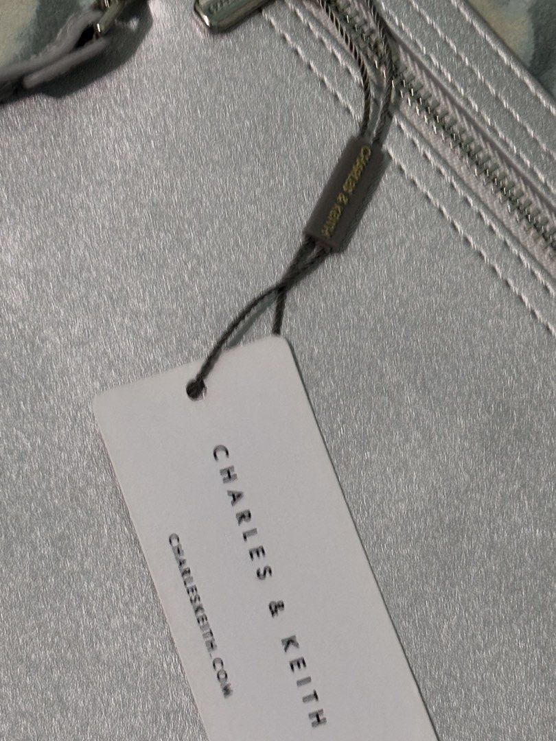 Charles & Keith Silver Metallic Clutch Bag with Tag (Category: Clutches) located in La Trinidad. Submitted by caicai1926 (Listing ID 1460808829, Image 2). Description: - Brand: Charles & Keith - Color: Silver Metallic - Condition: Brand new with original tag attached - Closure: Zip closure - Style: Simple, sleek clutch - Occasion: Ideal for evenings out or adding a touch of shine to your look.