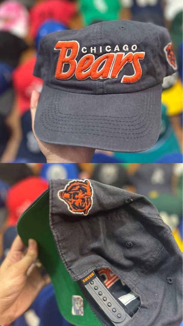 Chicago Bears Embroidered Baseball Cap (Category: Caps & Hats) located in Manila. Submitted by charmaigne60880 (Listing ID 1460820489, Image 1). Description: - Classic Chicago Bears baseball cap - Embroidered team name in orange on the front - Bears logo patch on the side - Green underside of the brim - Adjustable snapback closure - Ideal for any Chicago Bears fan.