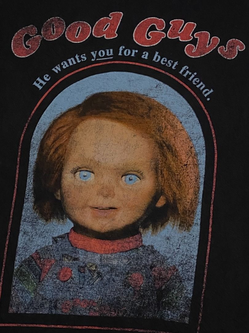Child's play | chucky shirt (Category: Tshirts & Polo Shirts ) located in Las Pinas. Submitted by all_details_posted (Listing ID 1460769511, Image 3). Description: vintage style print crackprints, cr 8/10.