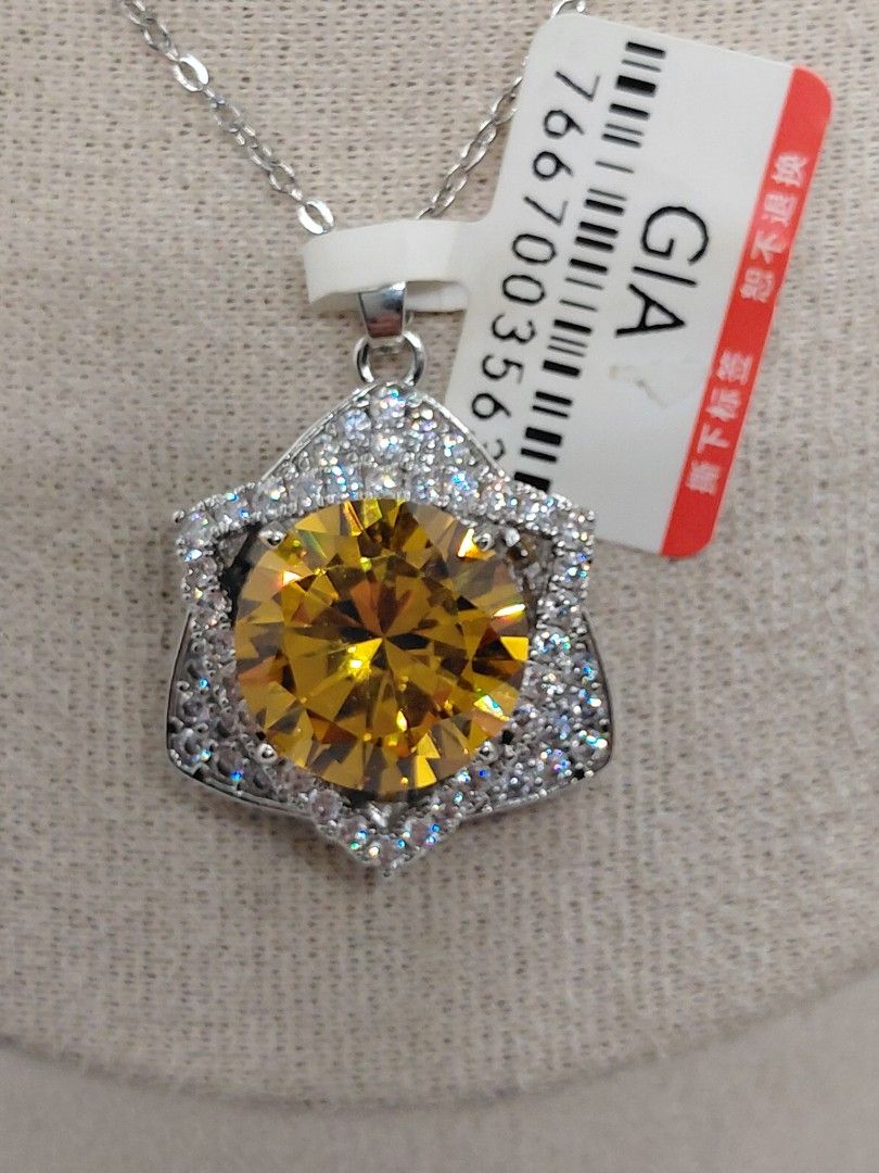 Citrine Necklace (Category: Necklaces) located in Baguio. Submitted by stoneandspark (Listing ID 1460835992, Image 2). Description: 💐💐💐 Citrine Necklace💐💐💐 Pendant with marking Chain with marking Chain size 18 inches Shipping thru: JNT NO COD.