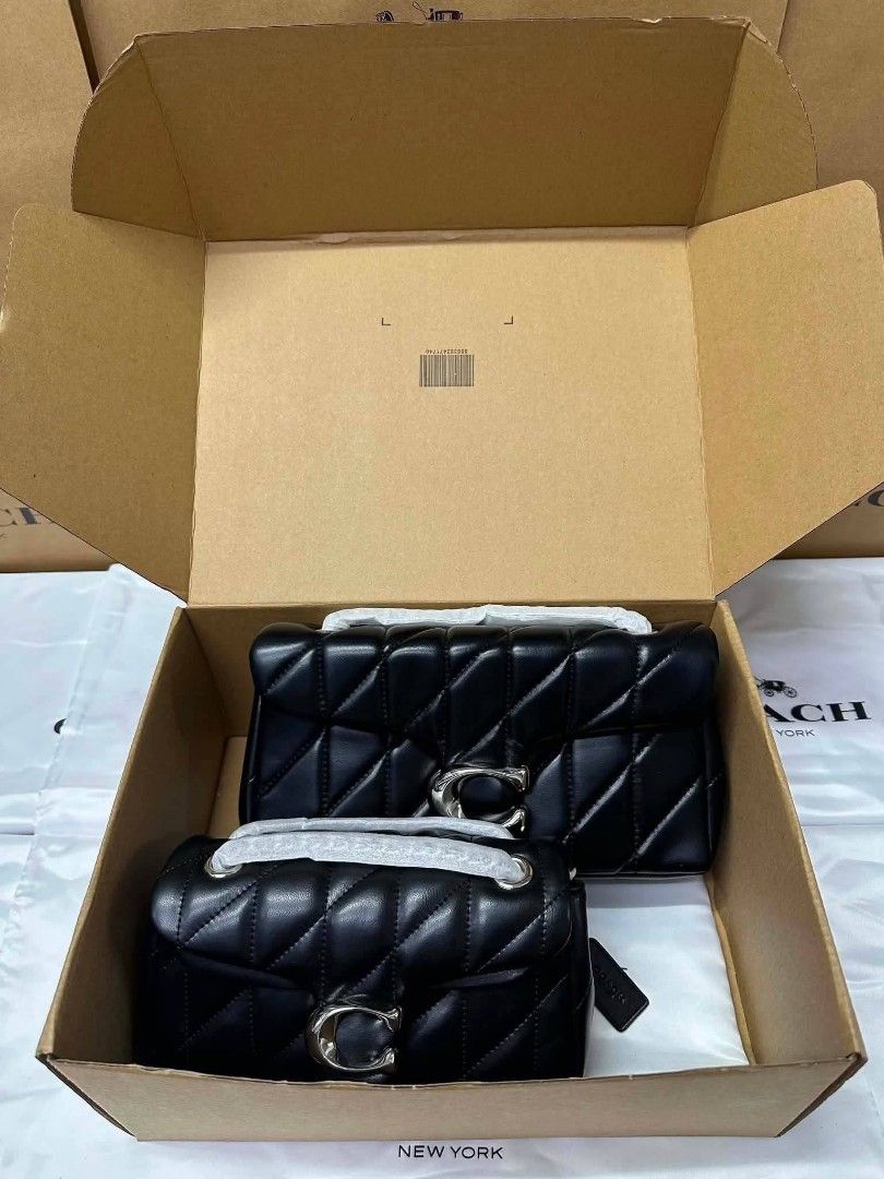 Coach Black Quilted Leather Shoulder Bag Set (Category: Shoulder Bags) located in Manila. Submitted by lucerojv6557530 (Listing ID 1460907266, Image 1). Description: COACH Tabby Shoulder Bag With complete inclusion Pillow Quilting Brand tag Brand card Brand silk dustbag Brand double box Made in Vietnam .