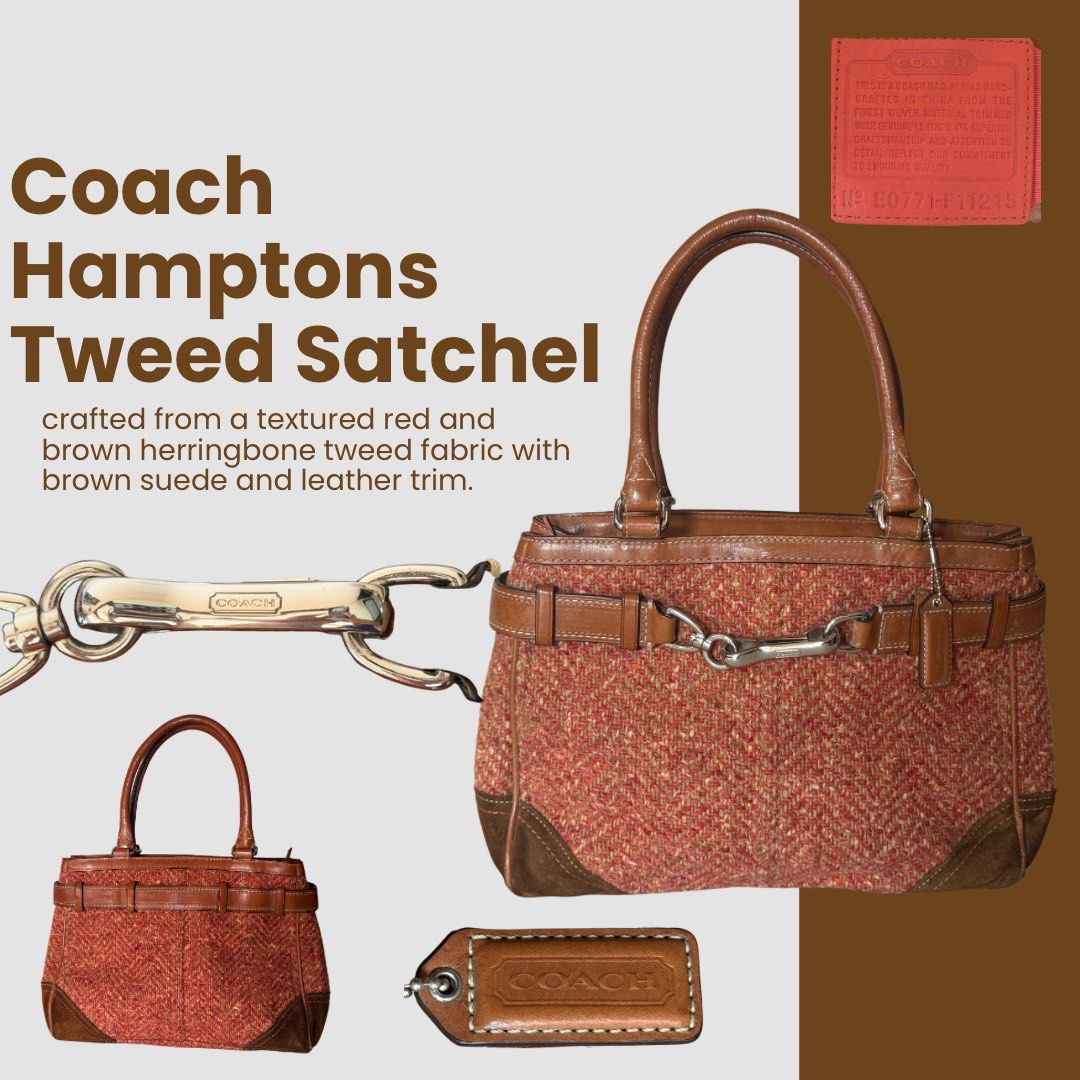 Coach Hamptons Tweed Satchel (Category: Shoulder Bags) located in Lipa City. Submitted by zup.lia_10 (Listing ID 1460899363, Image 1). Description: Like new! Authentic!! Rareeee!!! Sobrang ganda ng kulay!! isang beses ko lang nagamit, sayang naman kung na katambak lang huhu!! .