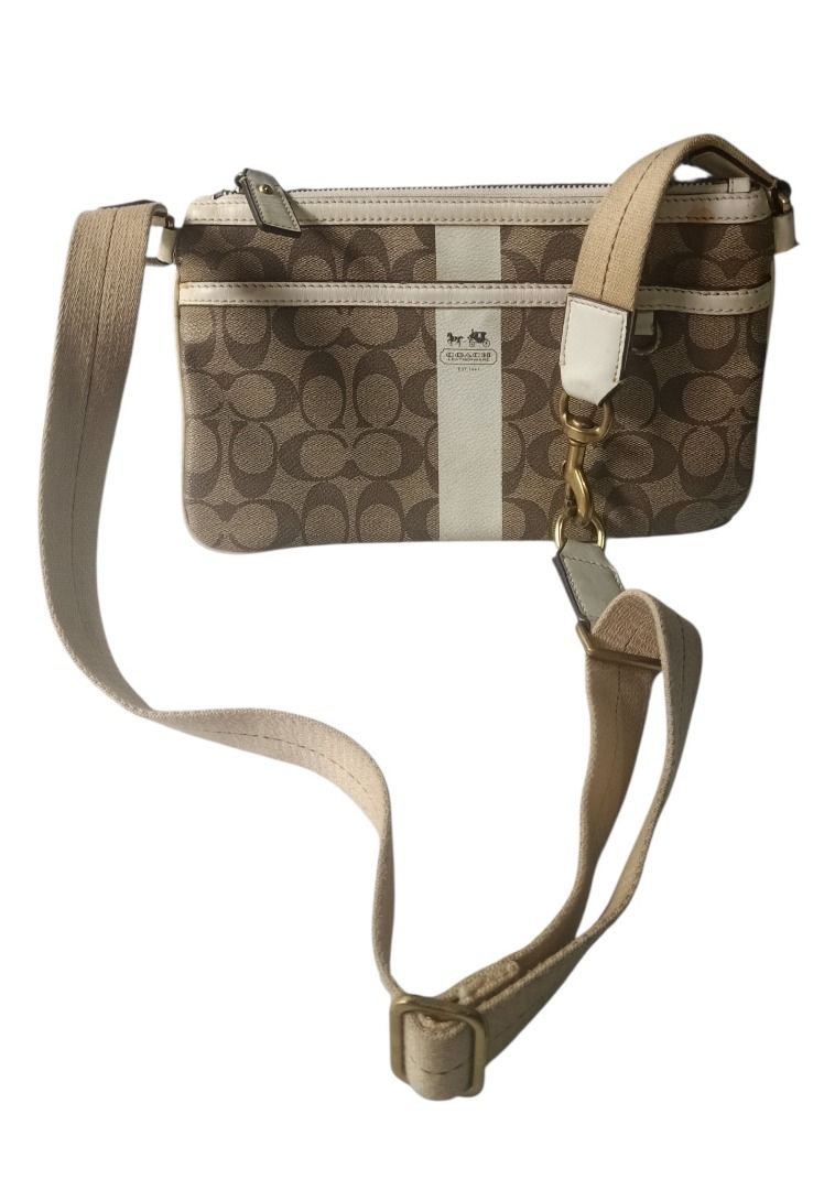 ⚜️Coach Heritage Demi Shoulder Bag (Category: Luxury Bags & Wallets) located in Manila. Submitted by 74_tiger (Listing ID 1460869064, Image 2). Description: Item: Coach Heritage Demi Shoulder Bag Condition: Like New Material: Mixed 💯% Authentic Rare Finds Vintage Piece Unique Style Hard To Find These Days White Leather Trim Detachable Sturdy Strap Brass Gold Hardwares Clean Inner Linings Sign of Usage Very Presentable PM FOR MORE DETAILS!!!! .