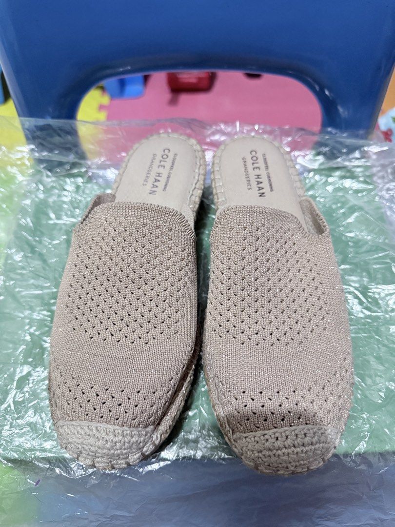 Cole Haan Grandseries Cloudfeel Cushioning Mules (Category: Flats & Sandals) located in Mandaluyong City. Submitted by sandarah (Listing ID 1460851477, Image 1). Description: - Cole Haan Mules - Made in India - Knit upper with subtle sparkle - Espadrille-style sole - Cloudfeel Cushioning for all-day comfort - Easy slip-on design - Ideal for casual wear.