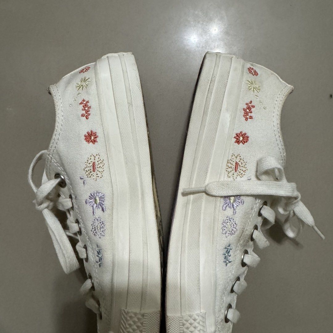 Converse Sneakers UK 4.5 US 6.5 (Category: Sneakers) located in Cagayan de Oro. Submitted by kheyx (Listing ID 1460775884, Image 2). Description: womens sneakers w cute flower embroidery cute din ng soles yellow & purple!! special collab edition 23.5 CM.