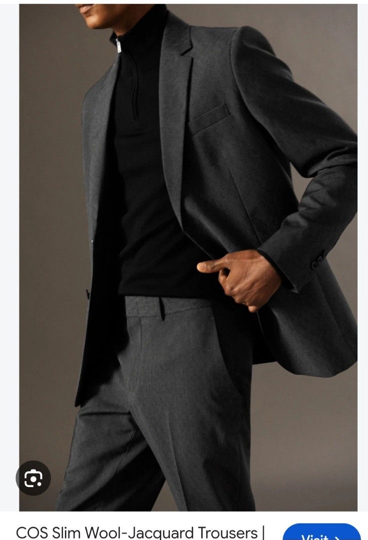 COS Wool-Jacquard Slim Blazer EUR 46 (Category: Coats, Jackets and Outerwear) located in Plaridel. Submitted by igieperez147282 (Listing ID 1460888546, Image 1). Description: - COS Dark Grey Blazer - Slim Fit - Wool-Jacquard Material - Size: EUR 46 / 170/92A - Two-Button Closure - Ideal for Formal or Smart Casual Wear.