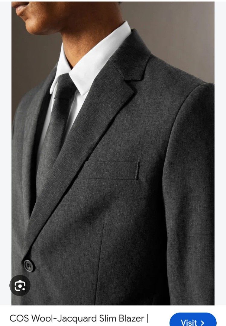 COS Wool-Jacquard Slim Blazer EUR 46 (Category: Coats, Jackets and Outerwear) located in Plaridel. Submitted by igieperez147282 (Listing ID 1460888546, Image 2). Description: - COS Dark Grey Blazer - Slim Fit - Wool-Jacquard Material - Size: EUR 46 / 170/92A - Two-Button Closure - Ideal for Formal or Smart Casual Wear.