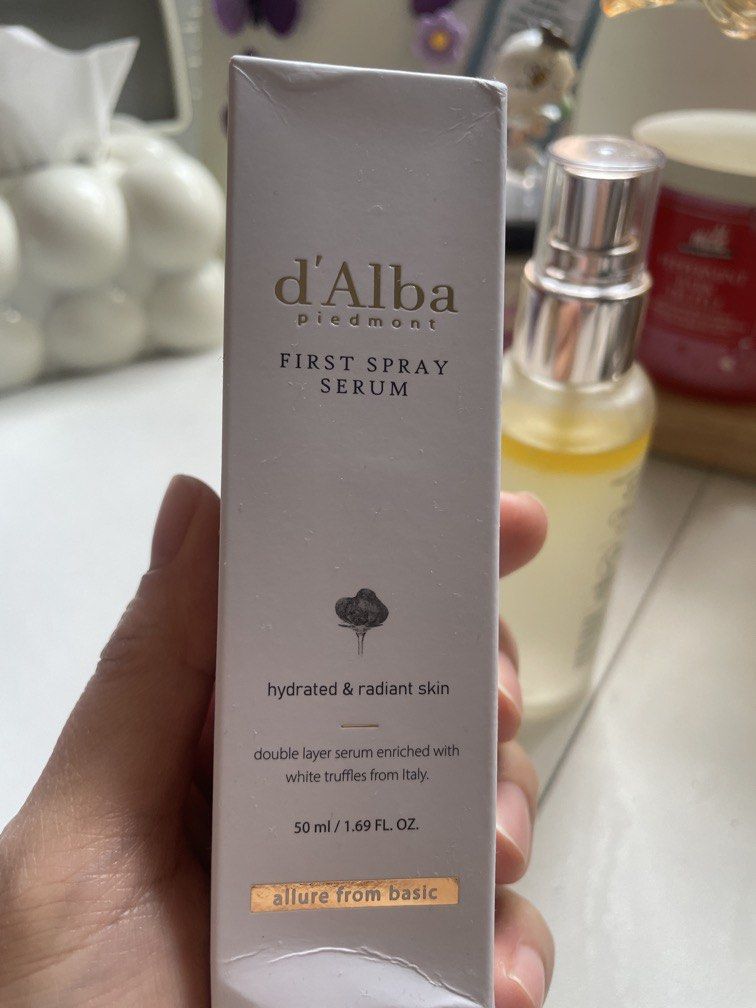 D’Alba mist set 100ml and 50ml (Category: Face Care) located in Bacolor. Submitted by louiviellefinds (Listing ID 1460769260, Image 3). Description: 100ml sprayed twice only 50ml naka box pa P2660 srp .
