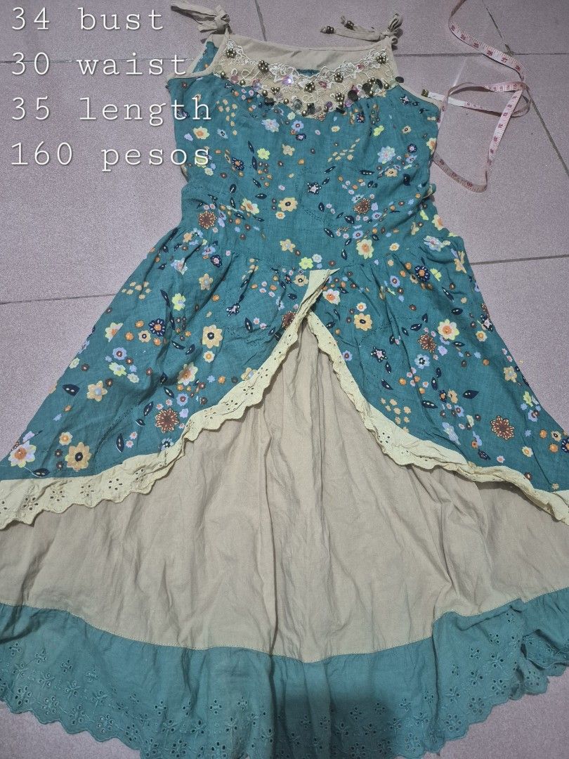 Fairy Forest Strap layered dress (Category: Dresses) located in Calamba. Submitted by bb.lace (Listing ID 1460902850, Image 1). Description: flaw; some missing appliques but no damage on the fabric itself, 2nd may kupas sa laylayan :'( can lower price pa po basta wag lowball.