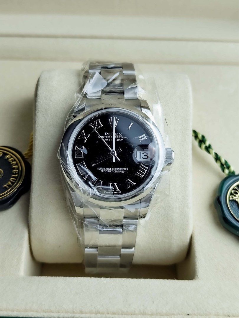 Datejust 31 Black Roman (Category: Women's Watches) located in Makati City. Submitted by swissperpetual (Listing ID 1460751212, Image 2). Description: Rolex Oyster Perpetual Datejust 31 Black Roman Dial Dome Bezel Oyster 278240 31mm 2026 Brand New Condition: 10/10 (Brand new) Price: P478,000 Negotiable 🤝 7 Day Moneyback Guarantee 🧑‍🔧 1 Year SP Service Warranty 💱 Trades Offers and Pre-orders Accepted 💳 Credit Card Options Available 🪙 Layaway