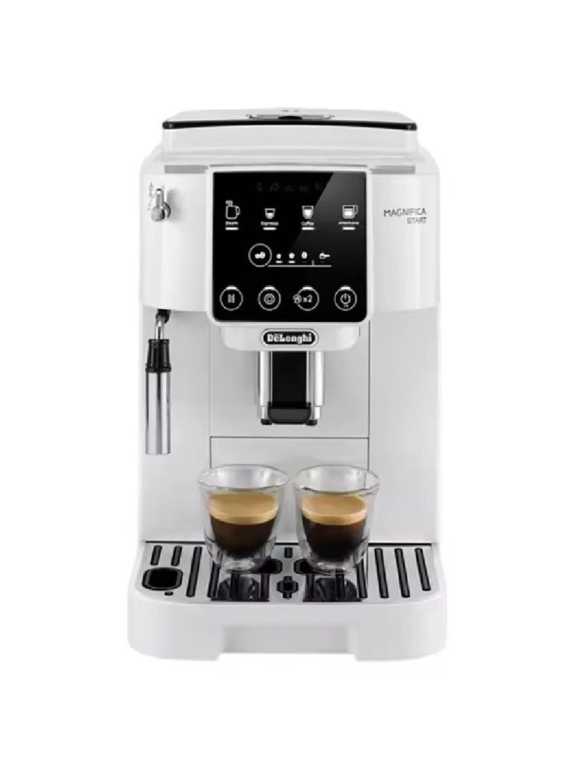 DeLonghi Magnifica Start Automatic Coffee Machine White (Category: Coffee Machines & Makers) located in Cainta. Submitted by rj.serrano (Listing ID 1460897400, Image 1). Description: White DeLonghi Magnifica Start coffee machine. Makes espresso, coffee, and americano. Has a steam wand for milk. Easy to use touch screen. Makes great coffee at home. Built-in Grinder: Integrated conical steel burr grinder with adjustable settings. One-Touch Recipes: