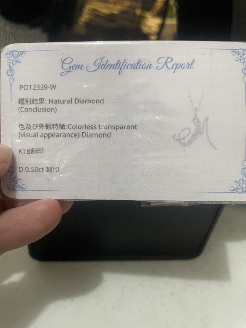 Dia letter pendant (Category: Necklaces) located in General Trias. Submitted by cris4 (Listing ID 1460875410, Image 2). Description: 0.5ct Natural diamond M pendant in WG setting With certificate .