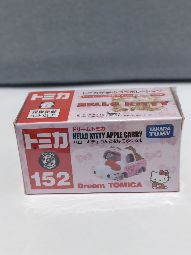 Dream Tomica Hello Kitty Apple Carry 152 (Category: Vehicle & Diecast Models) located in Manila. Submitted by kenslie (Listing ID 1460845062, Image 1). Description: - Dream Tomica x Sanrio Collaboration - Model: Kitty Apple Carry (152) - Brand: Takara Tomy - Features iconic Kitty graphics - Ideal for collectors and Sanrio fans.