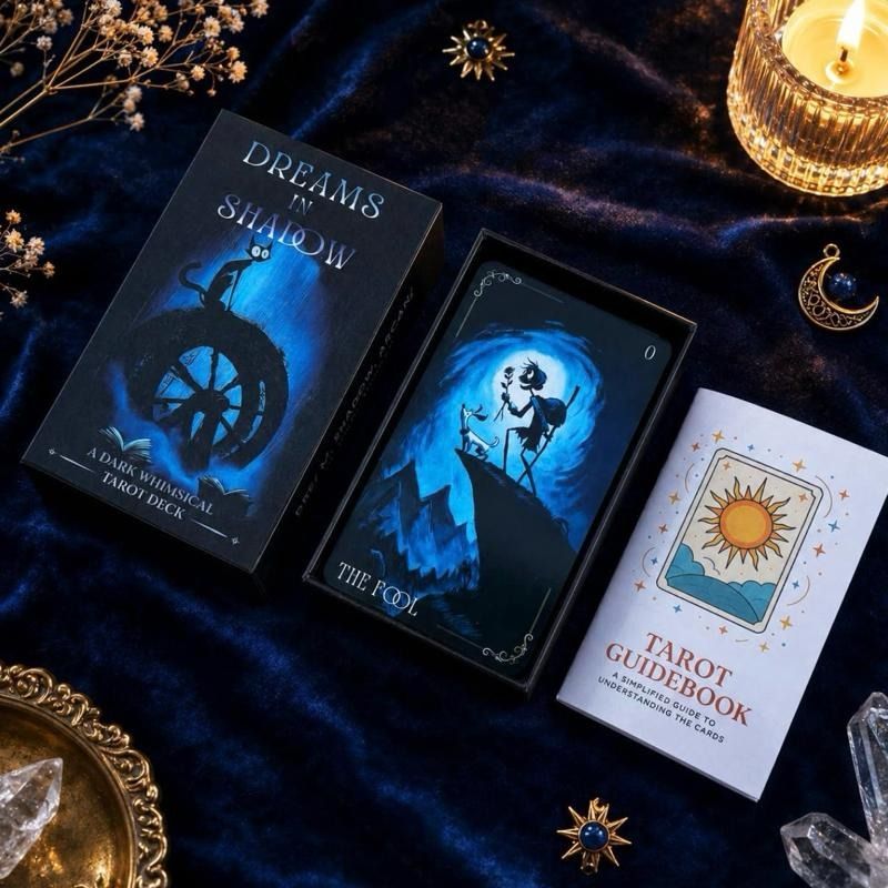 Dreams in Shadow Dark Whimsical Tarot Deck with General Guidebook (Category: Religious Items) located in Bacoor. Submitted by tarotstarofaquarius (Listing ID 1460917547, Image 2). Description: Discover the Dreams in Shadow Tarot Deck ✨ Unveil the mysteries of the Dreams in Shadow Dark Whimsical Tarot Deck. This unique deck invites you into a world of dark whimsy, perfect for those seeking a deeper connection with the unknown. Each card is a porta