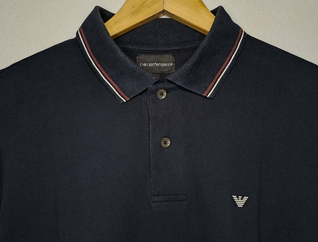 Emporio Armani (Category: Tshirts & Polo Shirts ) located in Quezon City. Submitted by yaseen73 (Listing ID 1460773795, Image 2). Description: Authentic Emporio Armani Stretchy Pique Polo Shirt Minimalist Embosed Eagle Logo Trim Colar Neck Maroon and White Color Wearing Size : Large on Tag Dimensions : Please Refer to the Photo Color Rate : 9.5/10 With Minimal Sign of Usage Condition : 4.9/5 or Best Offer Courier : J & T Lalamove MOP : G C A S H 