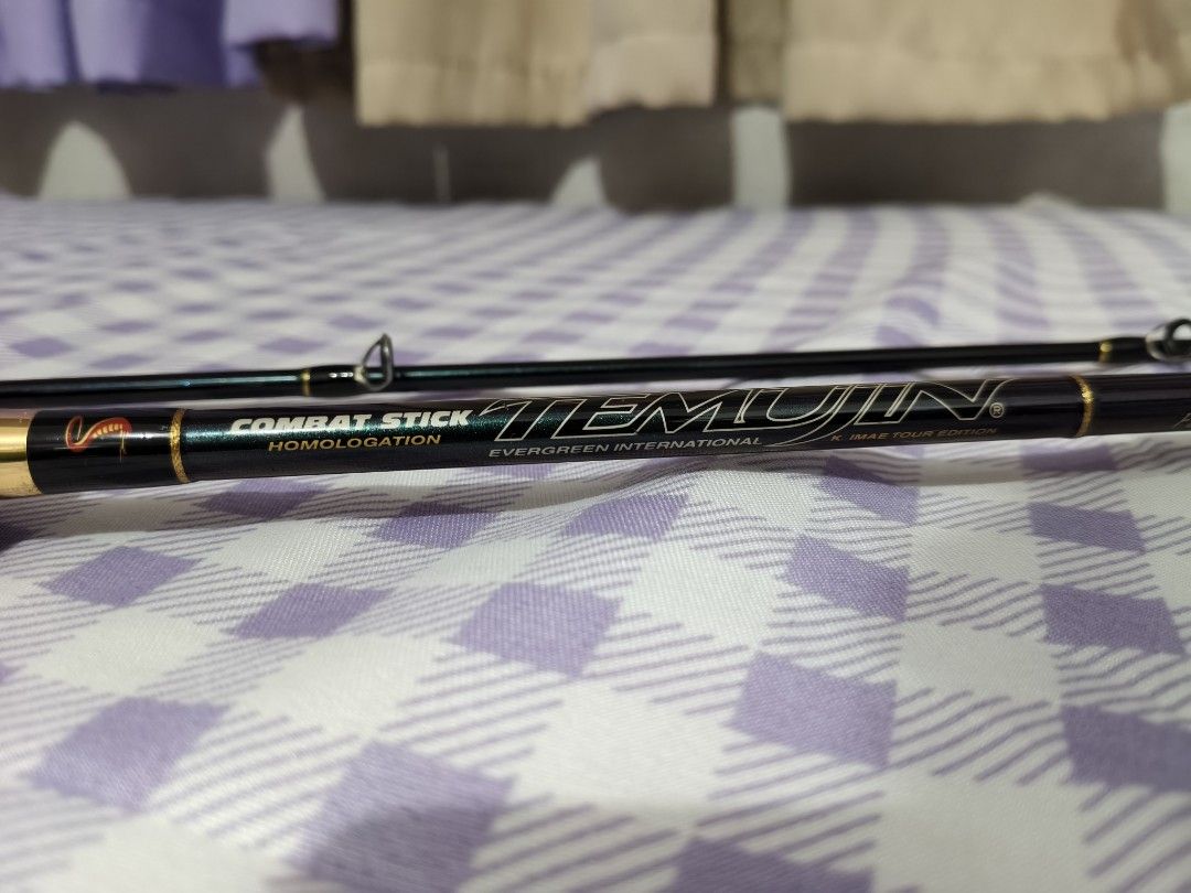 Evergreen combat stick temujin "the cobra" (Category: Fishing) located in Manila. Submitted by gearheadangler (Listing ID 1460917112, Image 1). Description: Evergreen combatstick temujin cobra tmjc-65m 6"5 converted to 2pc fuji ring guides original wraps 1/4-3/4 oz 8-16lb line converted lang talaga to 2pc no issue sa convertion maganda pagkakagawa check pics orig rings guides and wrap retained pdin issue: missing yung badge sa butt 2500 sampaloc 