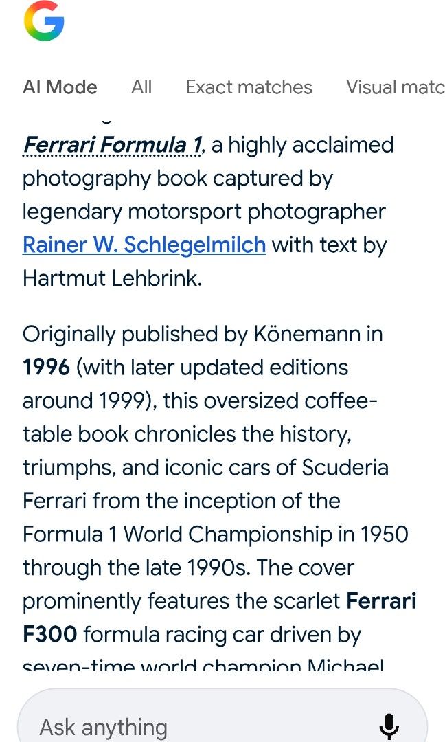 Ferrari Formula 1 (Category: Storybooks) located in Manila. Submitted by isko_sarisari (Listing ID 1460717321, Image 3). Description: Pristine condition Used as coffee table book.