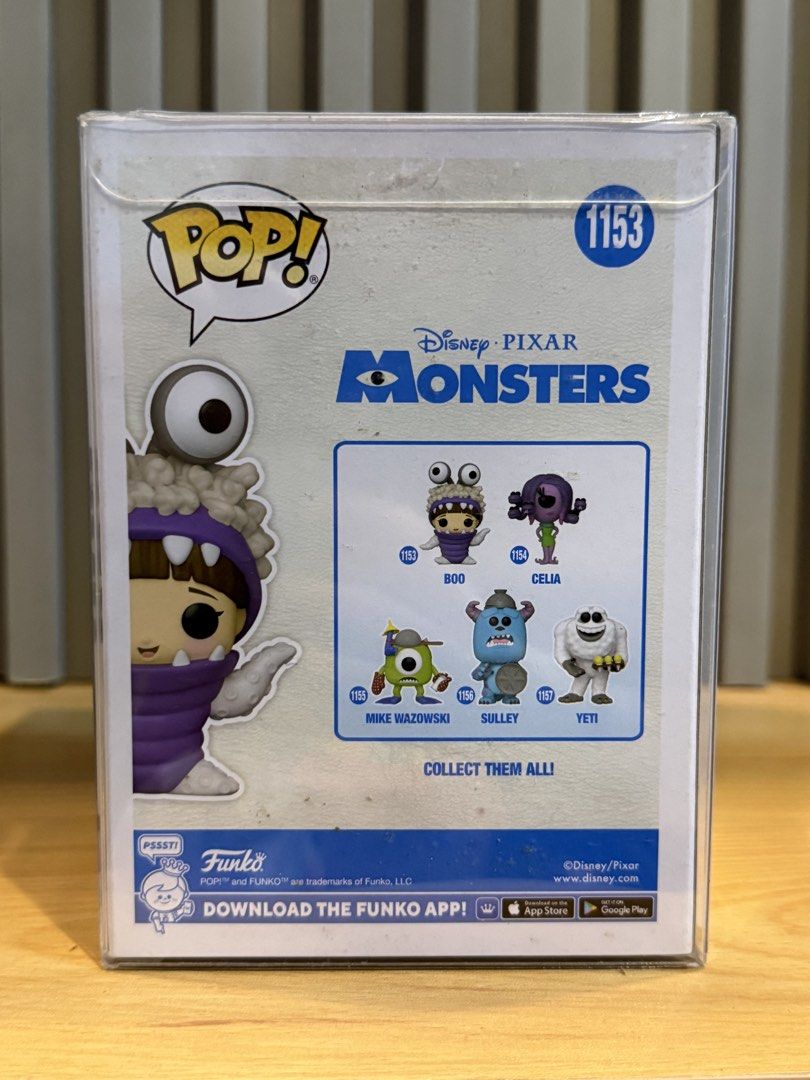Funko Pop BOO from Monsters inc. #1153 (Category: Designer & Blind Box Toys) located in Cabuyao City. Submitted by mangobananana (Listing ID 1460911295, Image 3). Description: - Funko Pop! Vinyl Figure - Character: Boo - Movie: Monsters Inc. (Disney Pixar) - Mint condition since never been opened from the box - Includes free acrylic case.