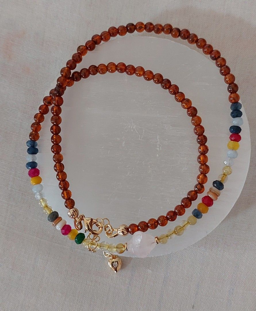 Garnet with Mixed Stones Necklace (Category: Necklaces) located in Gapan. Submitted by purseofjune (Listing ID 1460058052, Image 1). Description: 16" + 2" extension chain 4mm beads.