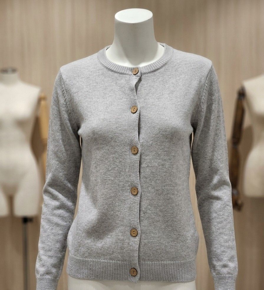 Grey Button Up Cardigan (Category: Coats, Jackets and Outerwear) located in Manila. Submitted by fayiefar (Listing ID 1460847894, Image 1). Description: - Simple grey cardigan - Wooden working button details - Crew neck, long sleeves - Ribbed cuffs and hem - Comfortable layering piece - Versatile for casual or dressed-up looks bust- up to 38 inc length- 22 inc - makapal tela.