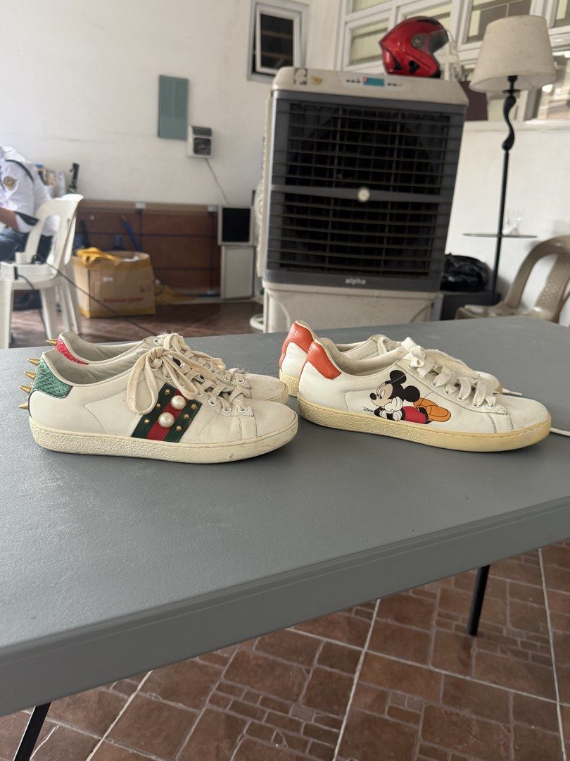 Gucci Shoes bundle (Category: Sneakers) located in Paranaque City. Submitted by belliechua (Listing ID 1460777312, Image 1). Description: Authentic Gucci Shoes bundle sign of usage ! Mickey 37 size Spike 36.