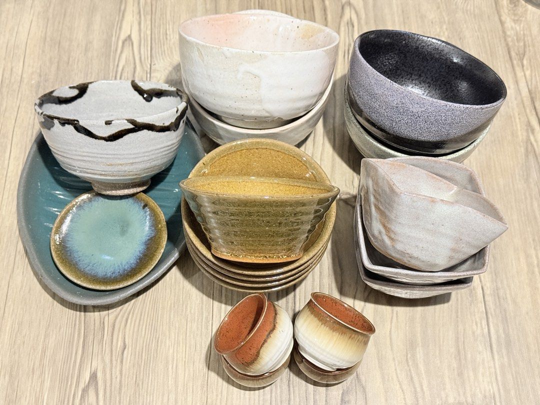 Handmade Ceramic Plates, Bowls, and Cups Set (Category: Dinnerware & Cutlery) located in Quezon City. Submitted by slowpopanda (Listing ID 1460787416, Image 1). Description: Some are used Some looked new Never been used since bought online.