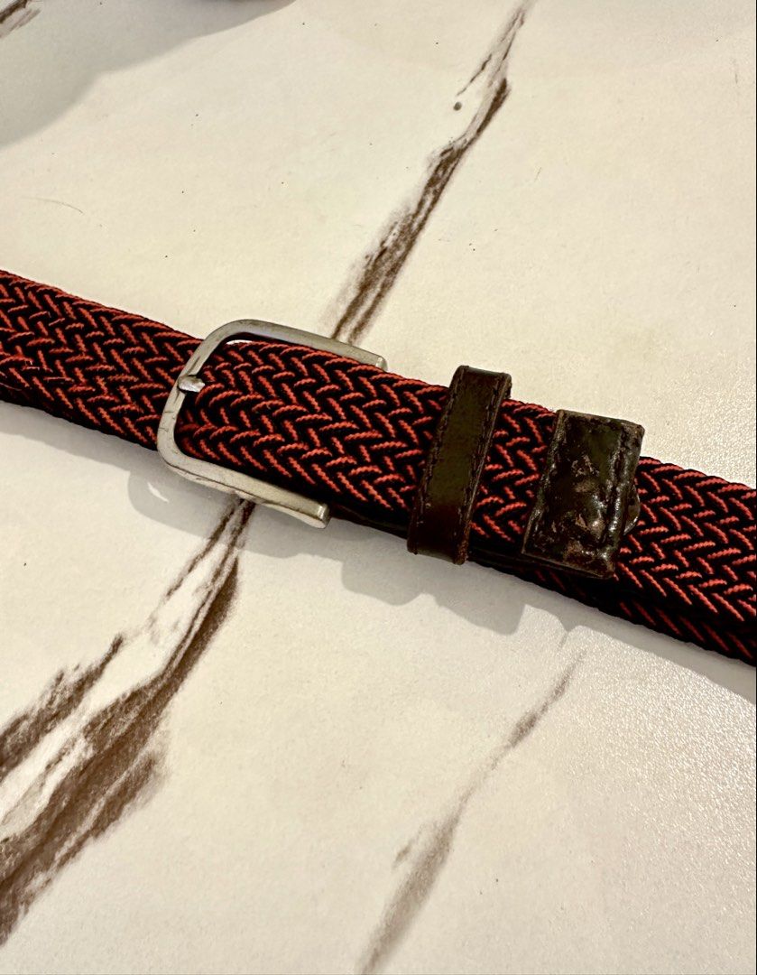 H&M men's red braided belt (Category: Belts) located in Manila. Submitted by chris9837 (Listing ID 1460802625, Image 1). Description: H&M men's red braided belt in fair condition. Size: EUR 95/US 38 (110cm long). Location: Parañaque.