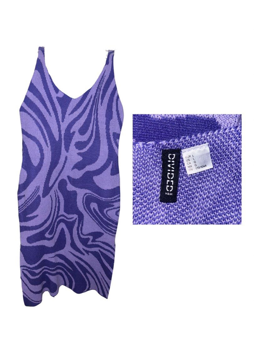 H&M Violet Dress Groovy (Category: Dresses) located in Manila. Submitted by roni.mrnt (Listing ID 1460906309, Image 1). Description: •Size is L, but can fit up to XL •Texture is like yarn, weaved-like •Comfy to wear, stretchy.