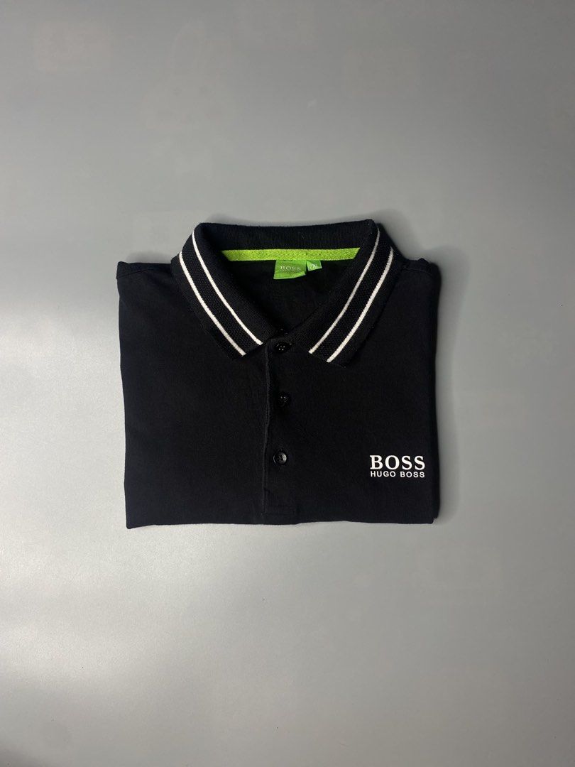 Hugo Boss Polo Shirt (Category: Tshirts & Polo Shirts ) located in Bago City. Submitted by jg_finds_ (Listing ID 1460771302, Image 2). Description: size M- semi L Dimensions: Width- 20.5 inch Length- 26 inch Excellent Condition Issue: 2 pinholes .